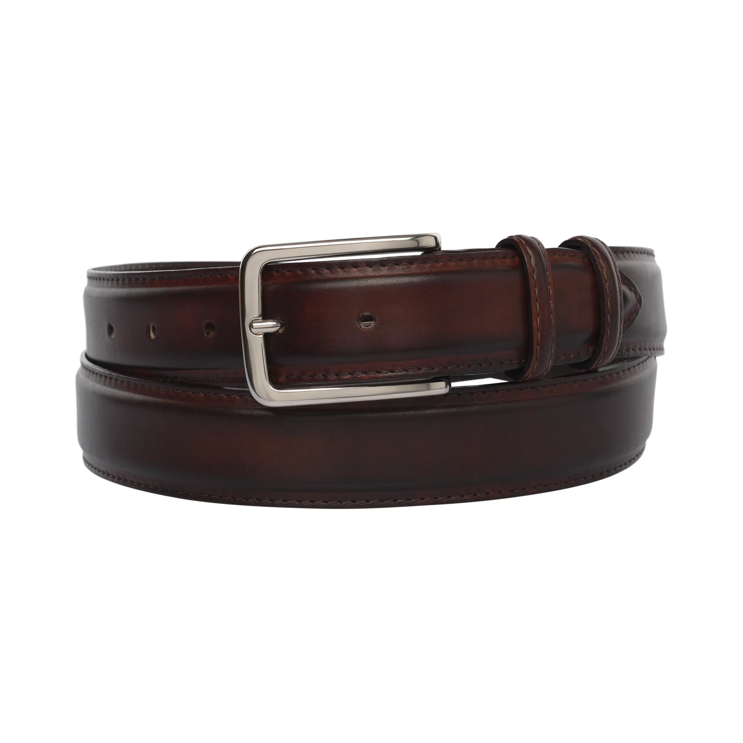 Bontoni Leather Belt in Dark Brown