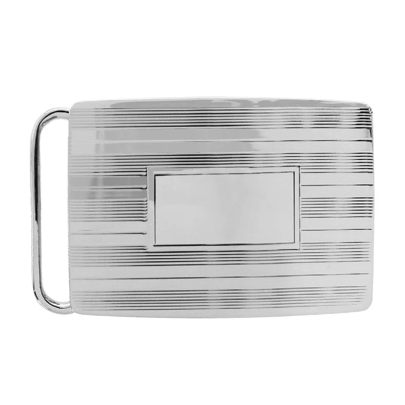 30mm Engine Turned Rhodium Compression Belt Buckle