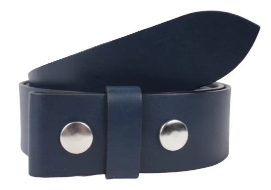 1.5" Wide Blue Leather Belt Strap Replacement with Snaps