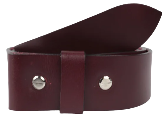 1.5" Wide Burgundy Leather Belt Strap with Chicago Screws Replacement