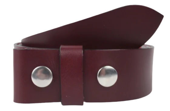 1.5" Wide Burgundy Leather Belt Strap Replacement with Snaps