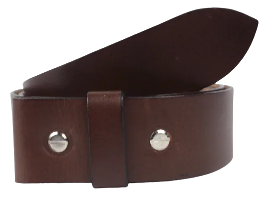 1.5" Wide Chestnut Leather Belt Strap Replacement with Chicago Screws