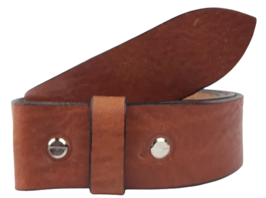 1.5" Wide Dark Tan Leather Belt Strap Replacement with Chicago Screws