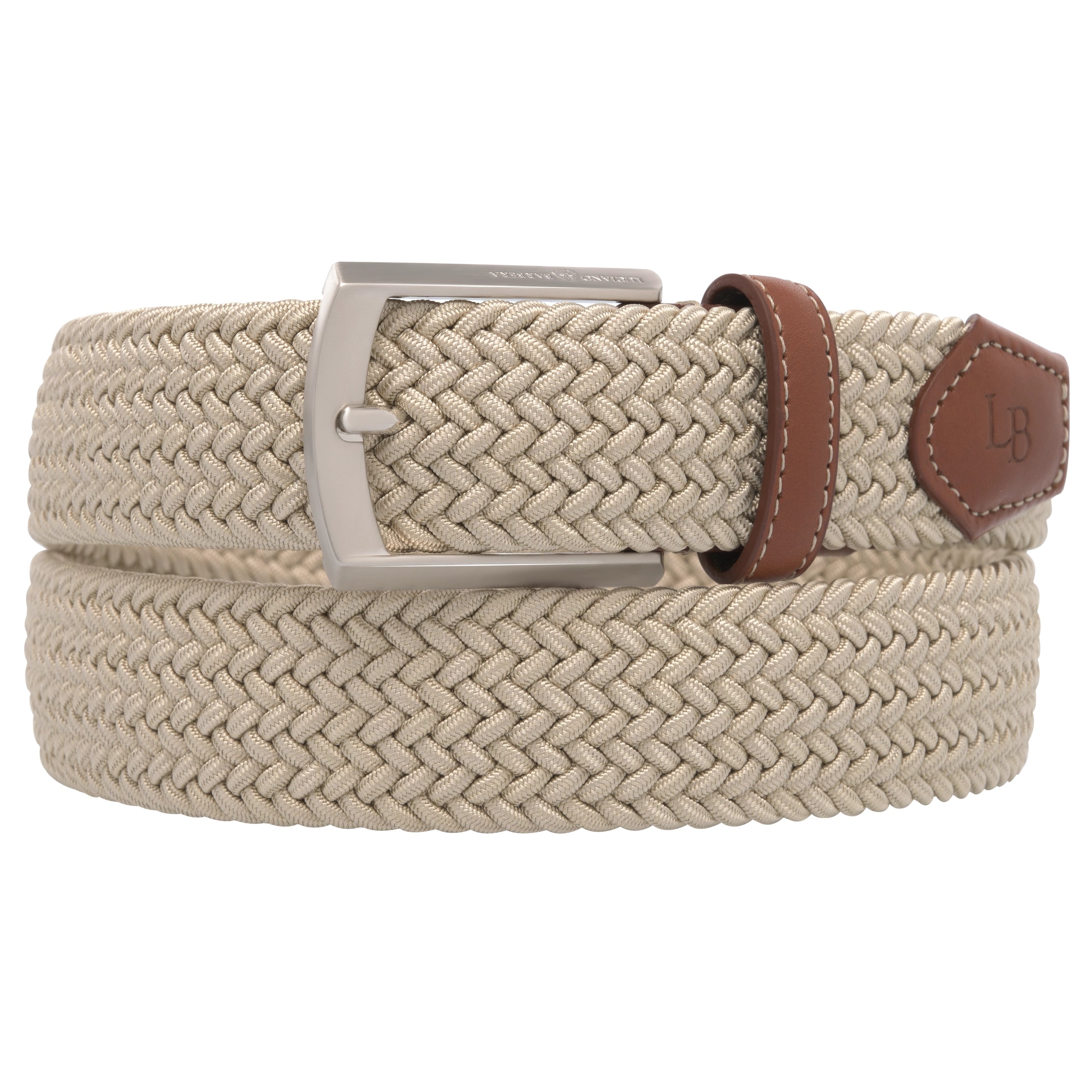 Elastic Braided Belt in Beige