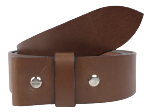 2 Inch Wide (50mm) Brown Full Grain Leather Belt Strap Made to Measure Chicago Screws