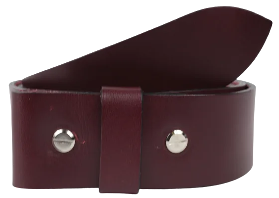 2 Inch Wide (50mm) Burgundy Leather Belt Strap Made to Measure Chicago Screws