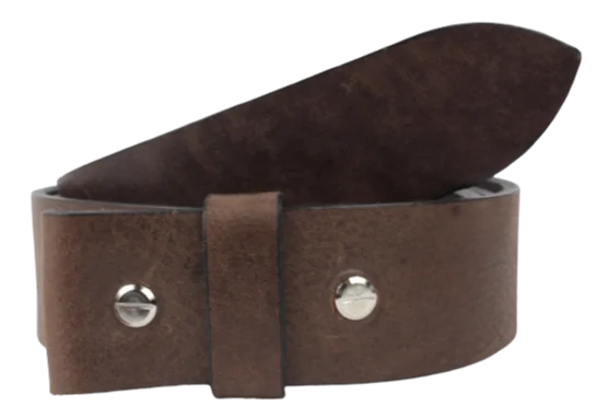 2 Inch Wide (50mm) Dark Brown Full Grain Leather Belt Strap Made to Measure Chicago Screws