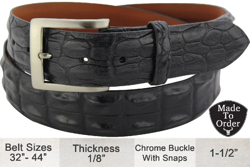 Black Australian Saltwater Hornback Crocodile Designer Full Grain Leather Belt (Allow Approx. 3 To 4 Weeks To Ship)