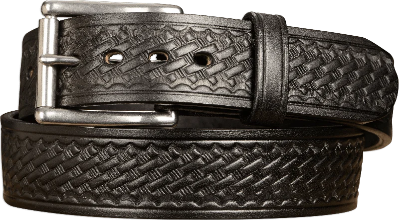 The Eastwood: Men's Black Basket Weave Leather Belt Max Thick 1.75" Extra Wide