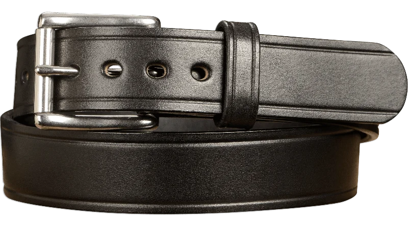 The Eastwood: Men's Black Creased Accent Leather Belt Max Thick 1.50"