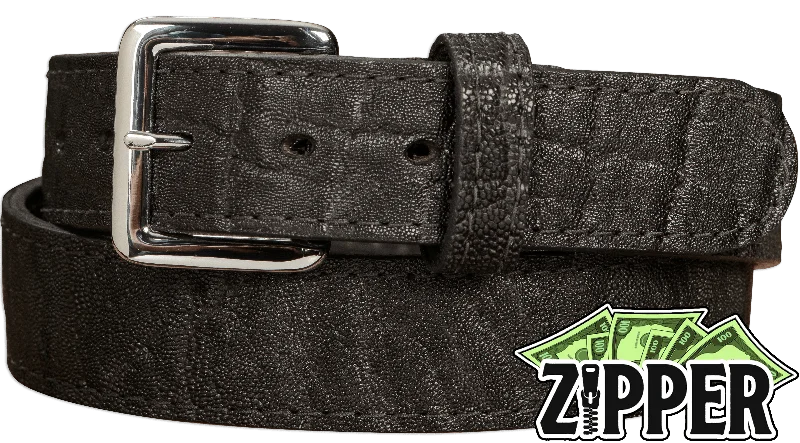 Black Elephant Money Belt With 25" Zipper