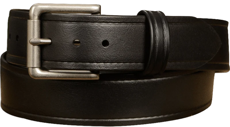 The Hercules Belt™ -  Black With Brushed Nickel Roller Buckle 1.50" (H125)