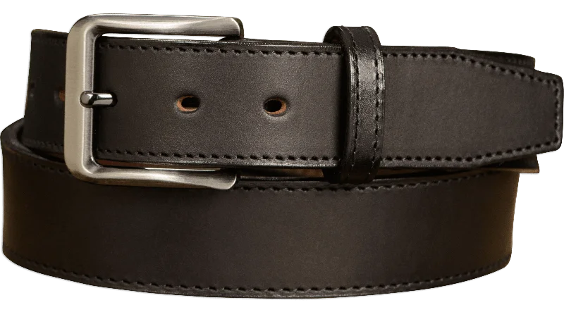 The Stallion: Black Stitched Italian Leather 1.50"