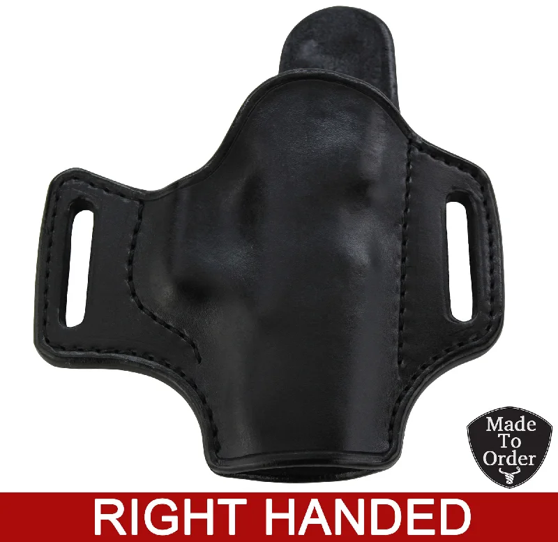 Black Leather Molded Gun Holster - Straight Drop - Black Stitching - Right Handed (Approx. 4 Weeks To Make- SHIPPED USPS ONLY)