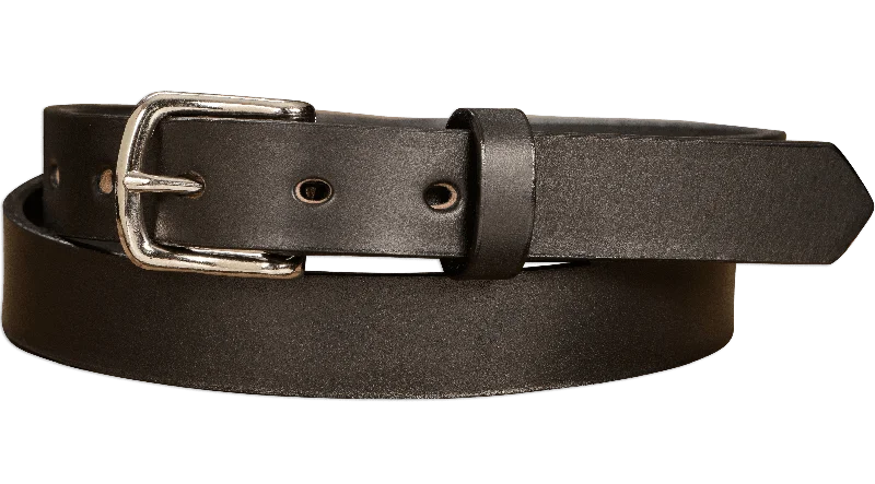 The Colt: Men's Black Non Stitched Leather Belt Petite Width 1.00"