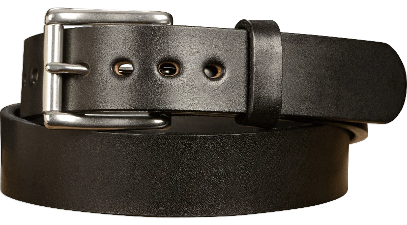 The Eastwood: Men's Black Non Stitched Leather Belt Max Thick 1.50"