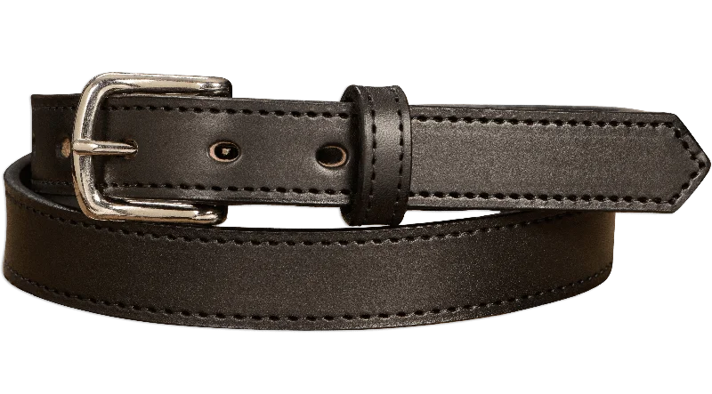 The Colt: Men's Black Stitched Leather Belt Petite Width 1.00"