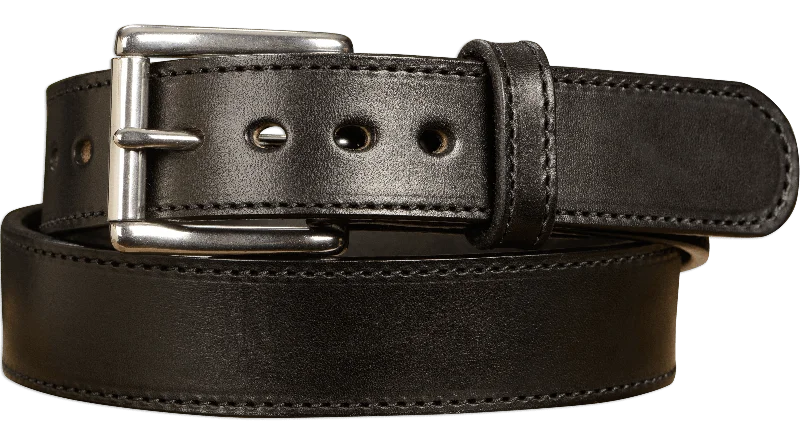 The Eastwood: Men's Black Stitched Leather Belt Max Thick 1.50"