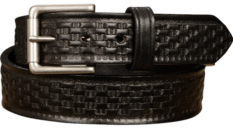 The Maverick: Men's Black Basket Weave Leather Belt 1.50"