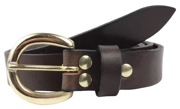 Brass Half Oval 1 Inch Leather Belt