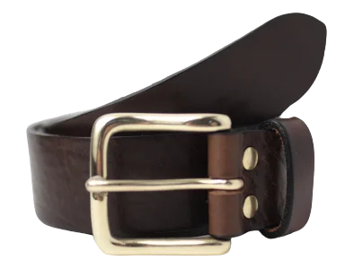 Brass Half Square 1 1/2 Inch (38mm) Leather Belt