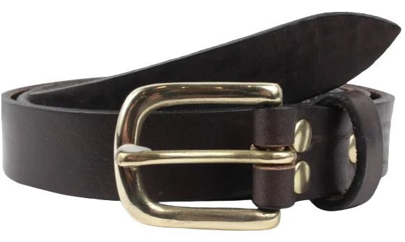 Brass Half Square 1 Inch Leather Belt