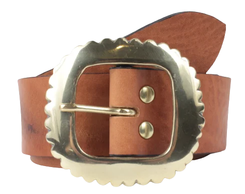 Brass Nicked Edges 1 3/4 Inch Leather Belt