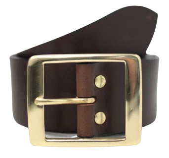 Brass Rectangle 2 Inch Genuine Leather Belt