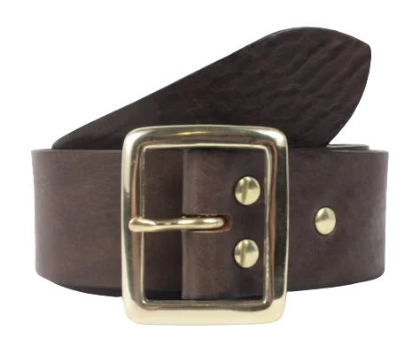 Brass Rectangle Portrait 1 3/4 Inch (45mm) Leather Belt