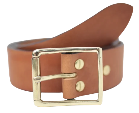 Leather Belt Brass Rectangle Roller 1 1/2"