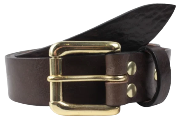 Brass Roller 1 1/4 Inch Leather Belt