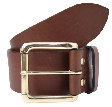 Brass Roller 2 Inch Wide Leather Belt