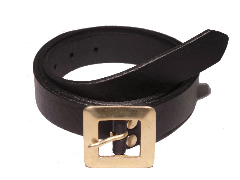 Brass Square 1 Inch (25mm) Leather Belt