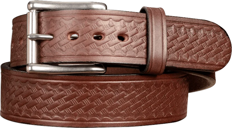 The Eastwood: Men's Brown Basket Weave Leather Belt Max Thick 1.75" Extra Wide