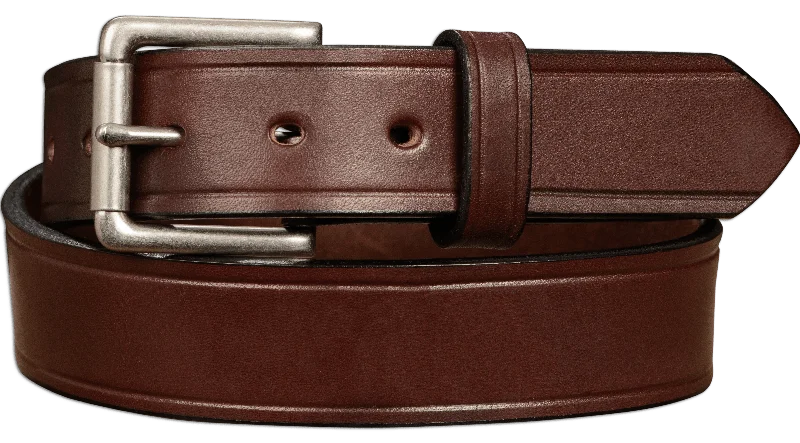 The Maverick: Men's Brown Creased Accent Leather Belt 1.50"