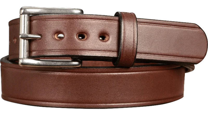 The Eastwood: Men's Brown Creased Accent Leather Belt Max Thick 1.50"