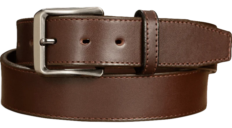 The Stallion: Brown Stitched Italian Leather 1.50"