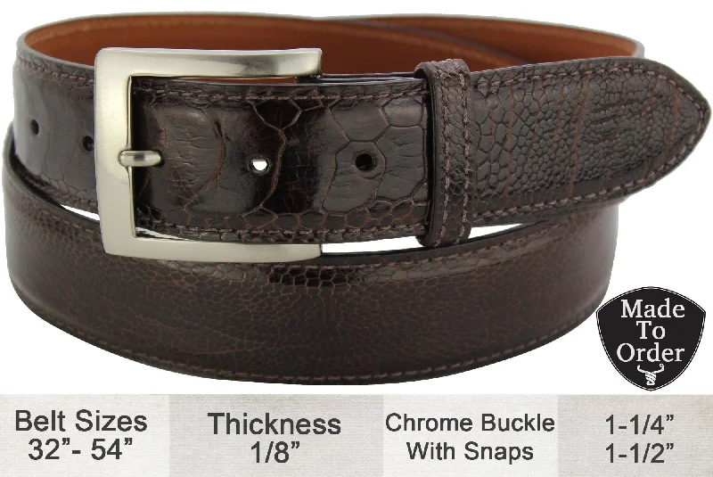 Brown Ostrich Leg Designer Full Grain Leather Belt (Allow Approx. 3 To 4 Weeks To Ship)