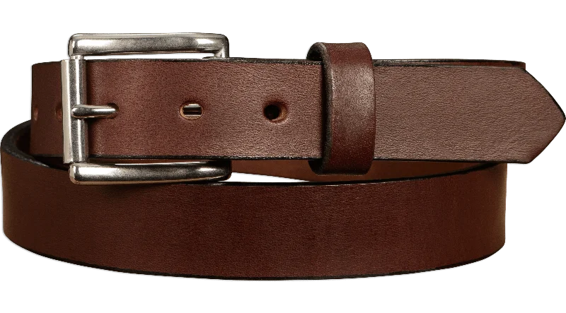 The Commander: Men's Brown Non Stitched Leather Belt 1.25"