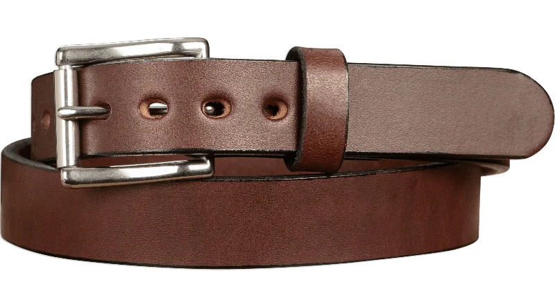 The Eastwood: Men's Brown Non Stitched Leather Belt Max Thick 1.25"