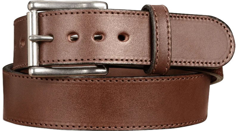 The Eastwood: Men's Brown Stitched Leather Belt Max Thick 1.75" Extra Wide