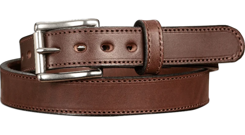 The Eastwood: Men's Brown Stitched Leather Belt Max Thick 1.25"