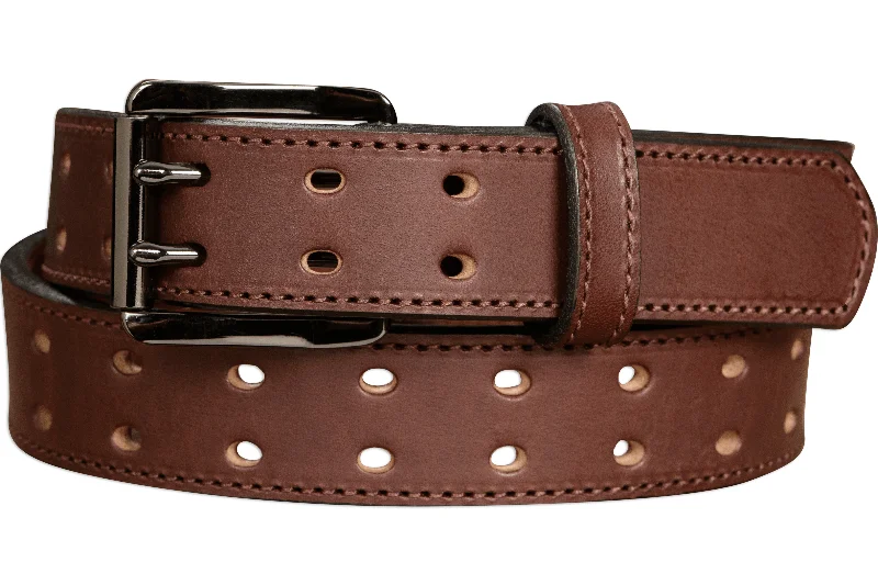 The Holey Bull: Brown Stitched Double Prong Max Thick 1.50"