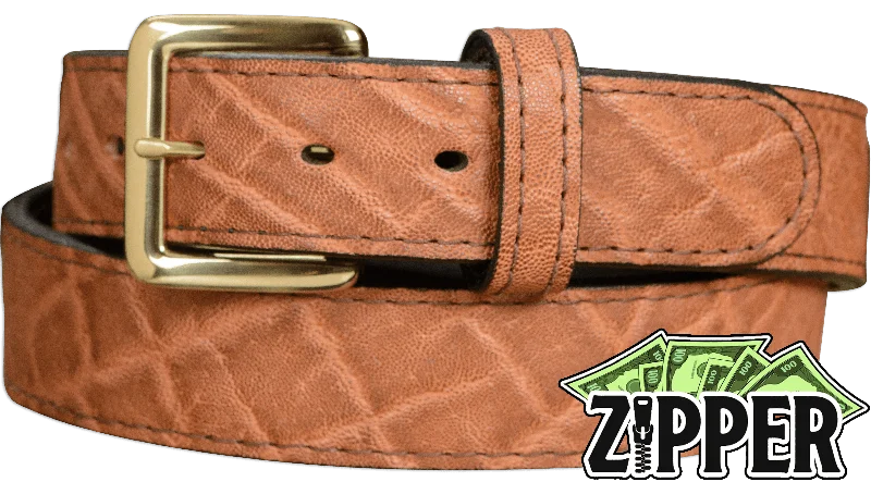 Caramel Brown Elephant Money Belt With 25" Zipper