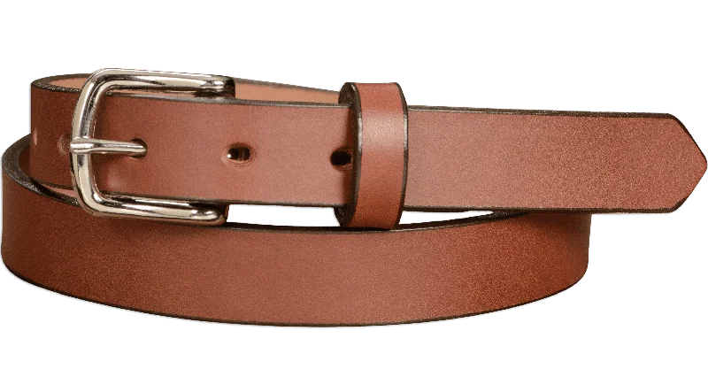 The Colt: Men's Medium Brown Leather Belt 1" Width (Non-Stitched)