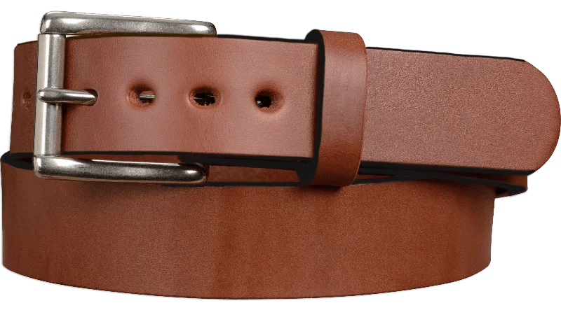 The Eastwood: Men's Medium Brown Non Stitched Leather Belt Max Thick 1.50"