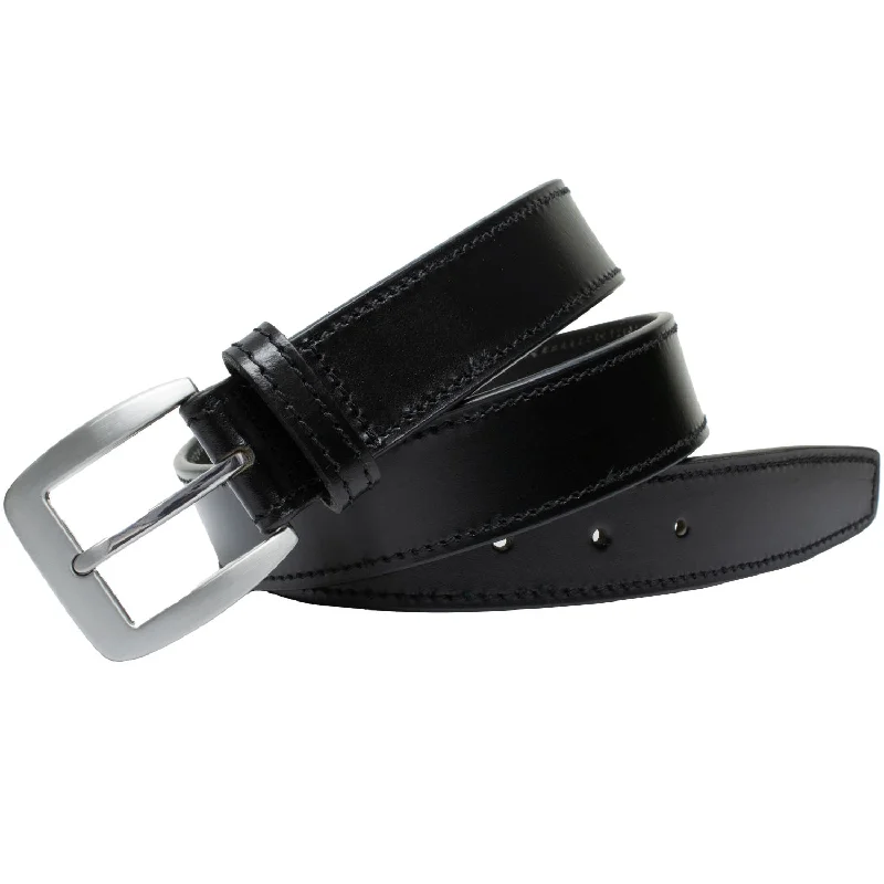 Casual Black Leather Belt by Nickel Smart