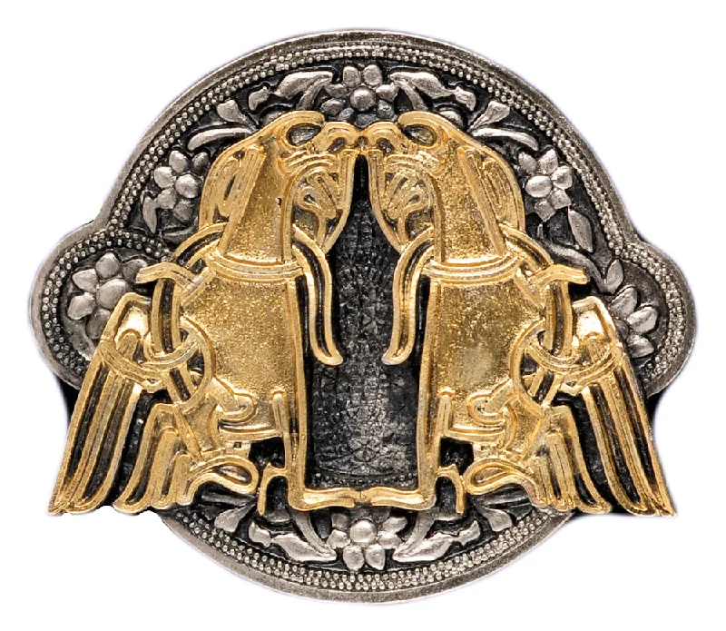 Celtic Birds Gold Silver Belt Buckle