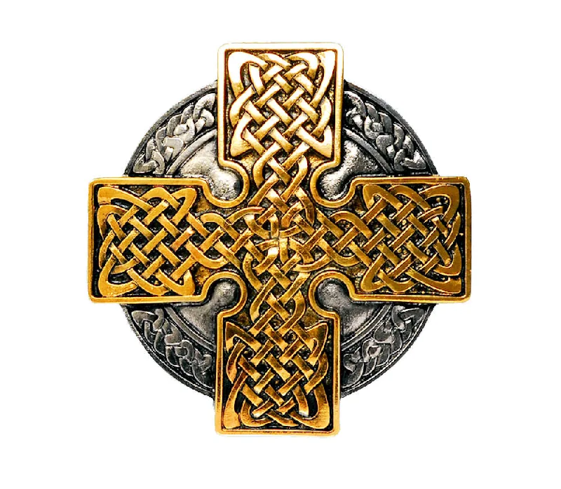 Celtic Circle Cross Gold Silver Belt Buckle