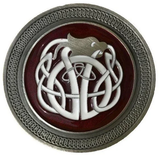 Celtic Knot Red White Belt Buckle